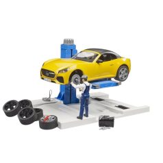   Bruder 62112 Szervízállomás roadster járművel és szerelő játékfigurával