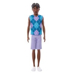   Barbie Fashionista Barátok divatbaba - Fiú baba rombuszmintás felsőben (253)
