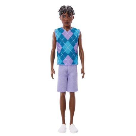 Barbie Fashionista Barátok divatbaba - Fiú baba rombuszmintás felsőben (253)