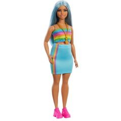   Barbie Fashionista barátnők stílusos divatbaba - 65. Évfordulós baba Szivárványos topban