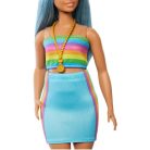 Barbie Fashionista barátnők stílusos divatbaba - 65. Évfordulós baba Szivárványos topban