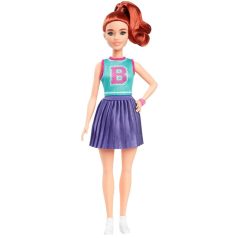  Barbie Fashionista barátnők stílusos divatbaba - Pompomlány baba lila kockás szoknyában (232)