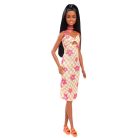 Barbie Fashionista barátok divatbaba - Stílusos baba sárga kockás virágmintás ruhában (233)