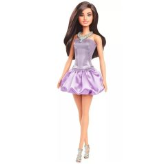   Barbie Fashionista barátnők - Stílusos divatbaba fényes, lila ruhában (216)