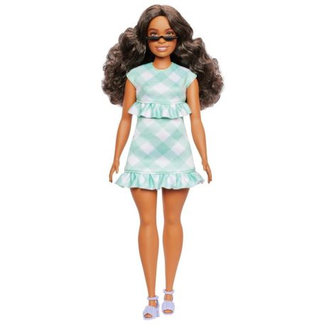 Barbie Fashionista barátnők - Stílusos divatbaba zöld kockás ruhában (240)