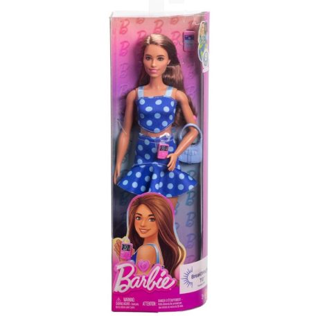Barbie Fashionista barátok divatbaba - Diabéteszes baba kék pöttyös ruhában (242)