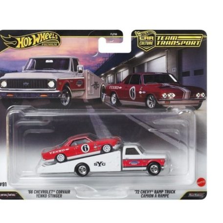 Hot Wheels Premium Team Transport - '66 Chevrolet corvair yenko stinger '72 Chevy ramp truck camion a rampe