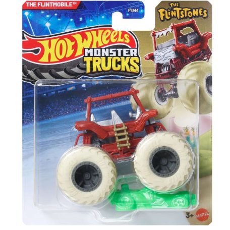 Hot Wheels Monster Trucks játékautó kilapítható gumiautóval The Flintmobile - The Flintstones