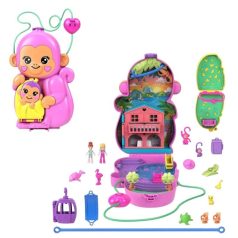   Polly Pocket állatkás táska játékszett - Mamamajom és kicsinye