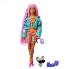   Barbie Extravagáns baba kisegérrel - Nyomott virágmintás dzsekivel
