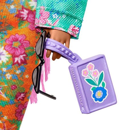 Barbie Extravagáns baba kisegérrel - Nyomott virágmintás dzsekivel