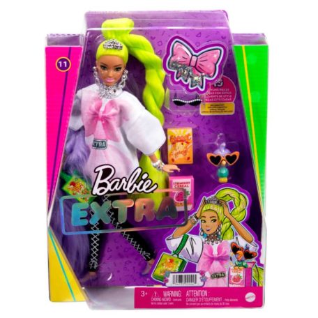 Barbie Extravagáns baba papagájjal - Pink masnis fehér hosszú pólóban