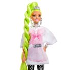 Barbie Extravagáns baba papagájjal - Pink masnis fehér hosszú pólóban