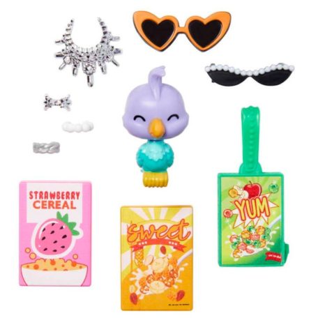 Barbie Extravagáns baba papagájjal - Pink masnis fehér hosszú pólóban