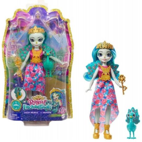 EnchanTimals Royal - Queen Paradise nagyméretű baba és Rainbow kisállat