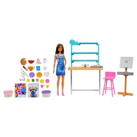 Barbie Feltöltődés - Műterem játékszett gyurmával és babával