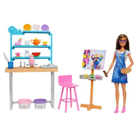 Barbie Feltöltődés - Műterem játékszett gyurmával és babával