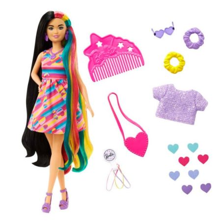 Barbie Totally Hair - Baba Szívecskés hajdísszel