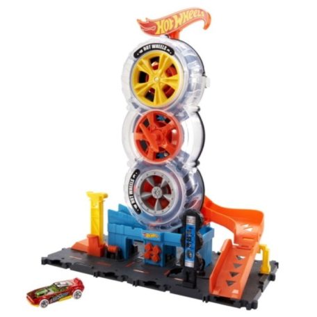 Hot Wheels City Triplakerék gumiszervíz játékszett