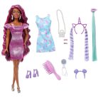 Barbie: Fun & Fancy Hair - Barna hajú baba unikornisos kiegészítő ruhával