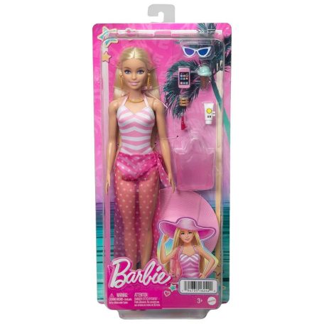 Barbie - Szőke baba fürdőruhában strandkiegészítőkkel