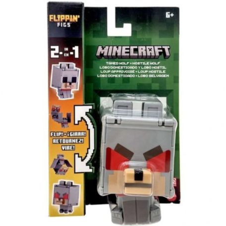 Minecraft 2 az 1-ben Flippin Figs átalakítható figura - Szelíd farkas és Ellenséges farkas