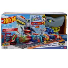   Hot Wheels City Ultra Cápás autómosó színváltós kisautóval játékszett