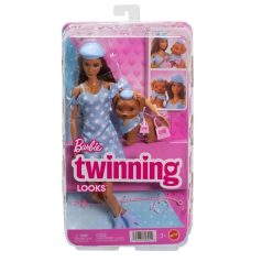   Barbie Kiskedvenc divatduó - Pöttyös kék ruhás divatbaba és kiskutya figura