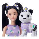 Barbie Kiskedvenc divatduó - Margaréta mintás lila ruhás divatbaba és kutyus figura