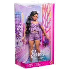   Barbie Deluxe Style divatbaba lila csillogós rövidnadrágos szettben (S8)