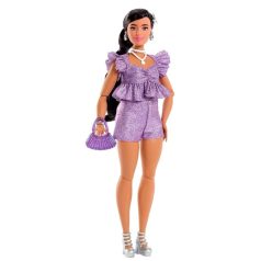   Barbie Deluxe Style divatbaba lila csillogós rövidnadrágos szettben (S8)