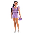 Barbie Deluxe Style divatbaba lila csillogós rövidnadrágos szettben (S8)