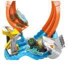 Hot Wheels Monster Trucks Mega-Wrex spirális cápás ütközés pályaszett