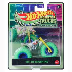   Hot Wheels Monster Trucks Glow in the Dark 1:64 sötétben világító jármű - Tri-To-Crush-Me