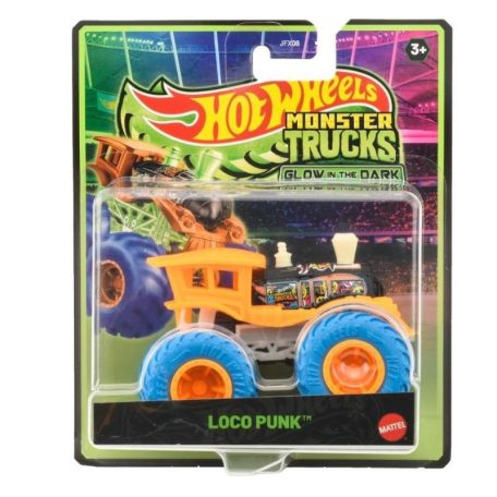 Hot Wheels Monster Trucks Glow in the Dark sötétben világító játékautó - Loco Punk (1:64)