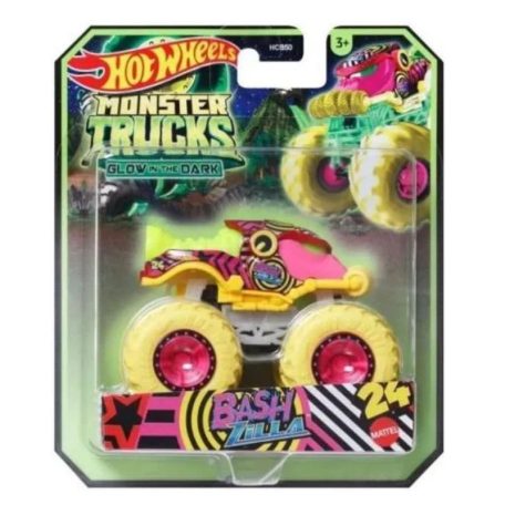 Hot Wheels Monster Trucks - Glow in the Dark játékautó - Bashzilla (1:64)