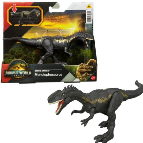 Jurassic World: Újjászületés - Strike Attack - Monolophosaurus támadó dinó figura