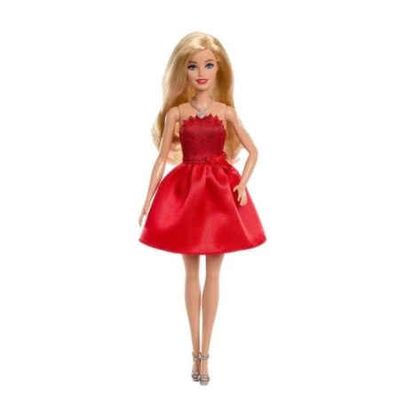 Barbie Fashionista játékbaba piros ruhában (80. évfordulós kiadás)