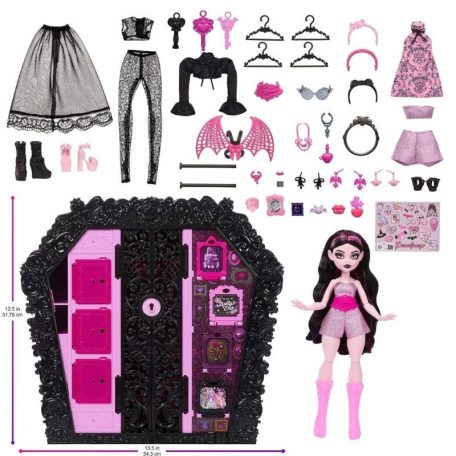 Monster High Rémtrendi öltöző Draculaura játékbabával