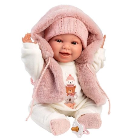 LLorens Chloe síró baba mellényben (38 cm)