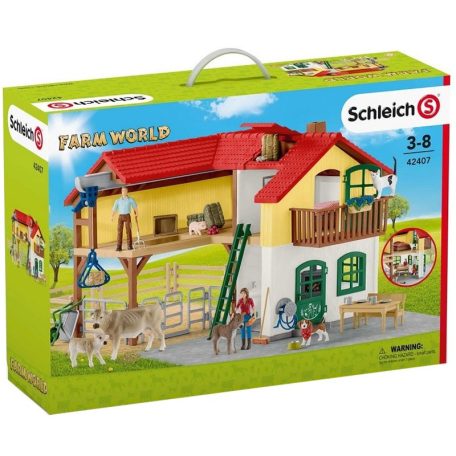 Schleich Farm World 42407 Falusi ház istállóval és állatokkal