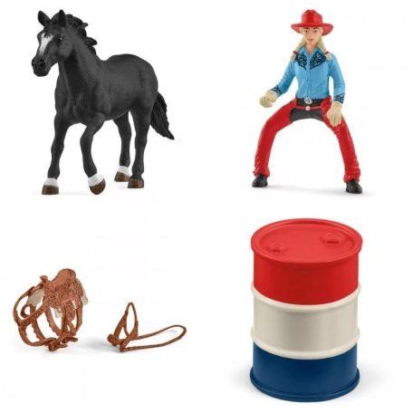 Schleich Farm World 42576 Hordóverseny tehenészlánnyal
